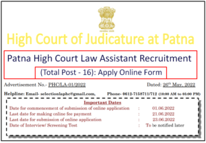 Law Assistant Recruitment 2022, Patna